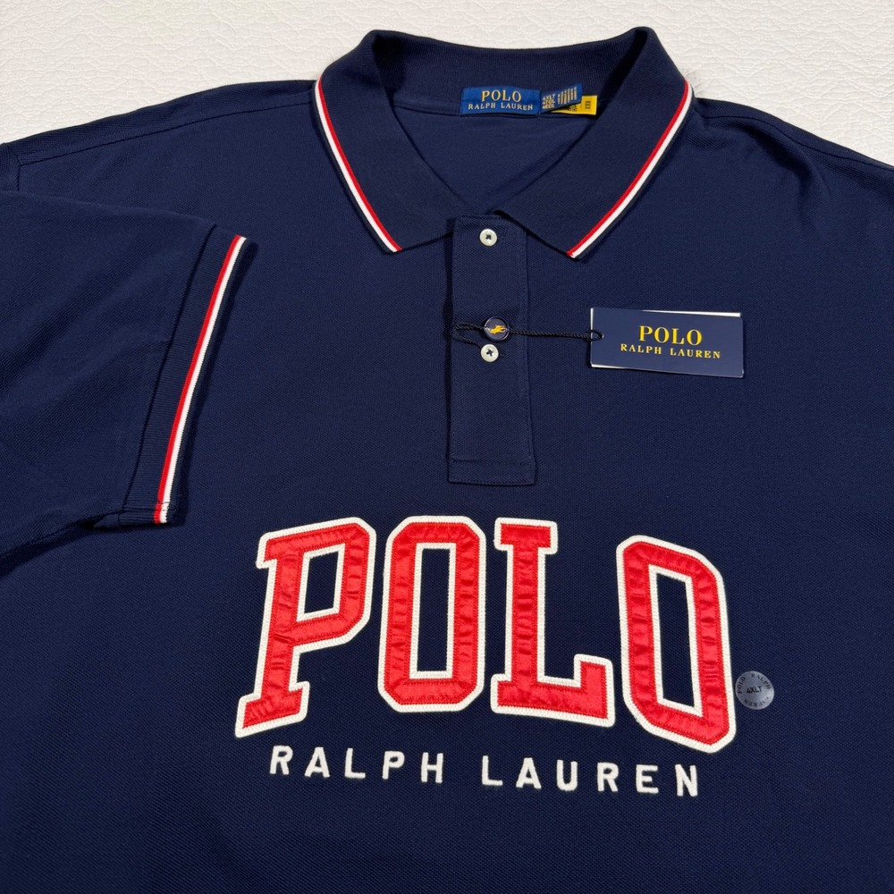Polo Ralph Lauren Polo Shirt Mens 4XLT Navy Blue Core Prep Applique NWT